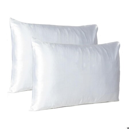 Homeroots 20 x 26 in. White Dreamy Silky Satin Standard Size Pillowcases 387884